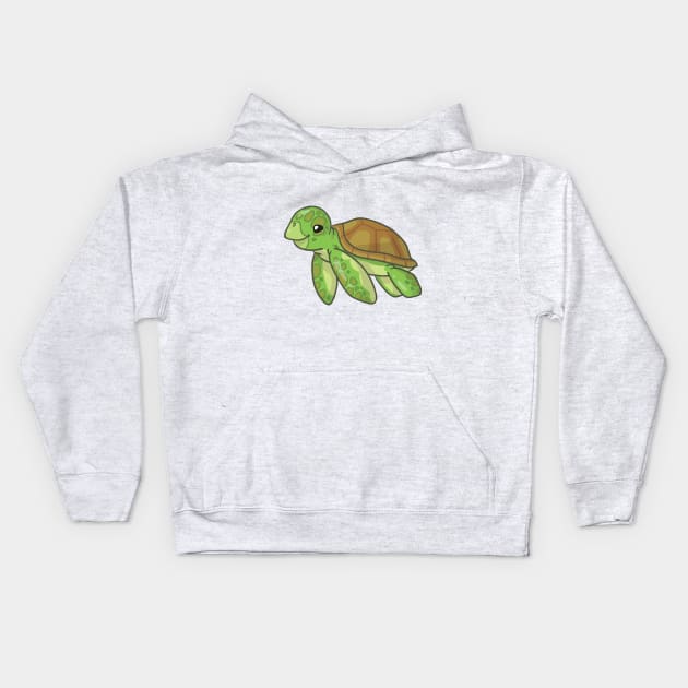 Green Sea Turtle Kids Hoodie by bytesizetreasure